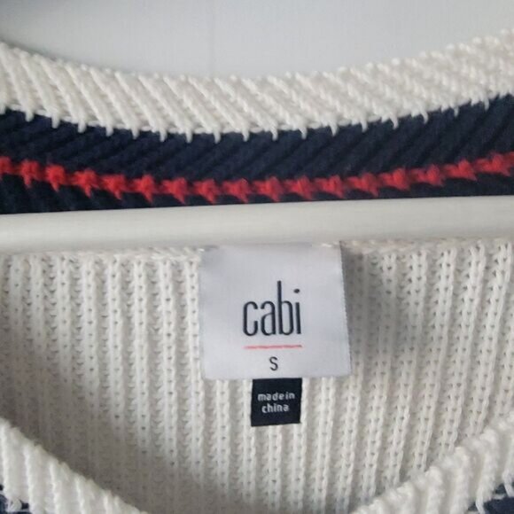 Cabi womens Faye Lace Bell Sleeve V-Neck White Sweater size S ivy league - Picture 7 of 8